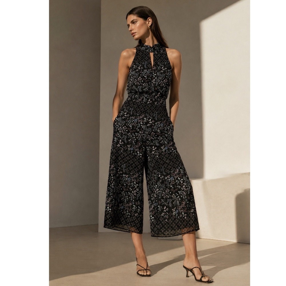NEW Ted Baker Marcila Jumpsuit Women 00 Hazel High Neck Wide Leg Floral (ted0)